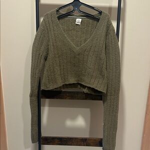 Urban Outfitters Cropped Olive Sweater
